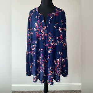 Torrid Navy Floral Tunic Blouse